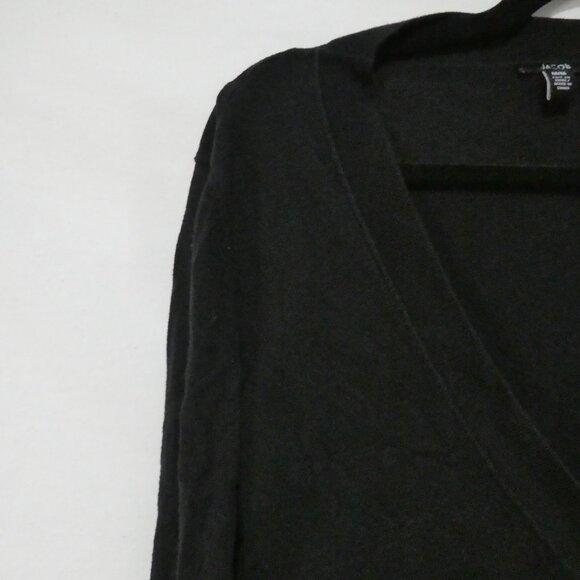 JACOB | medium | Black Knit Button-Up V-Neck Cardigan - Picture 3 of 16